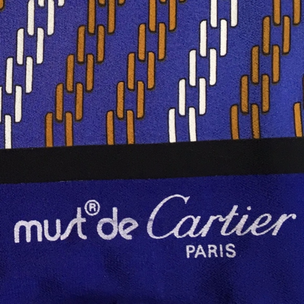 Cartier Square Silk Scarf Navy Black Brown White